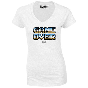 Reality Glitch Game Over Retro 80's Womens T-Shirt - V-Neck