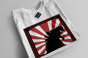 Men's White T-Shirt with Printed Japanese Monster 