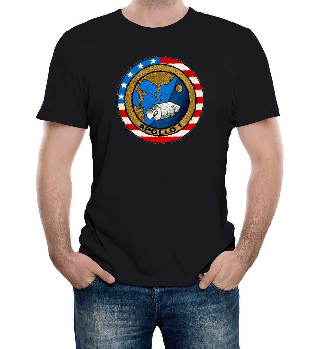 Reality Glitch NASA Apollo 1 Mission Crew Badge Logo Mens T-Shirt ...