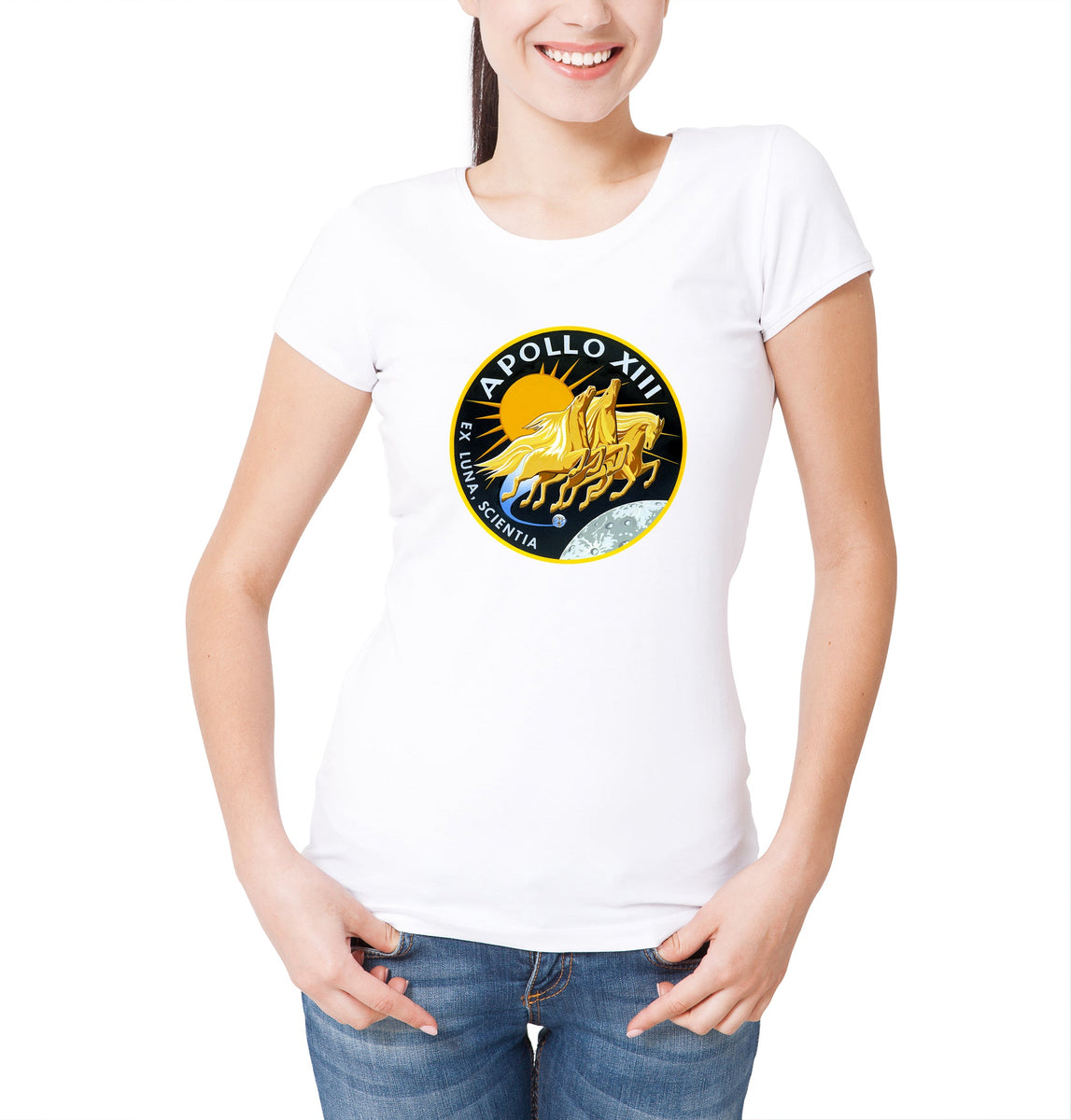 Reality Glitch NASA Apollo 13 Mission Crew Badge Logo Womens T-Shirt ...