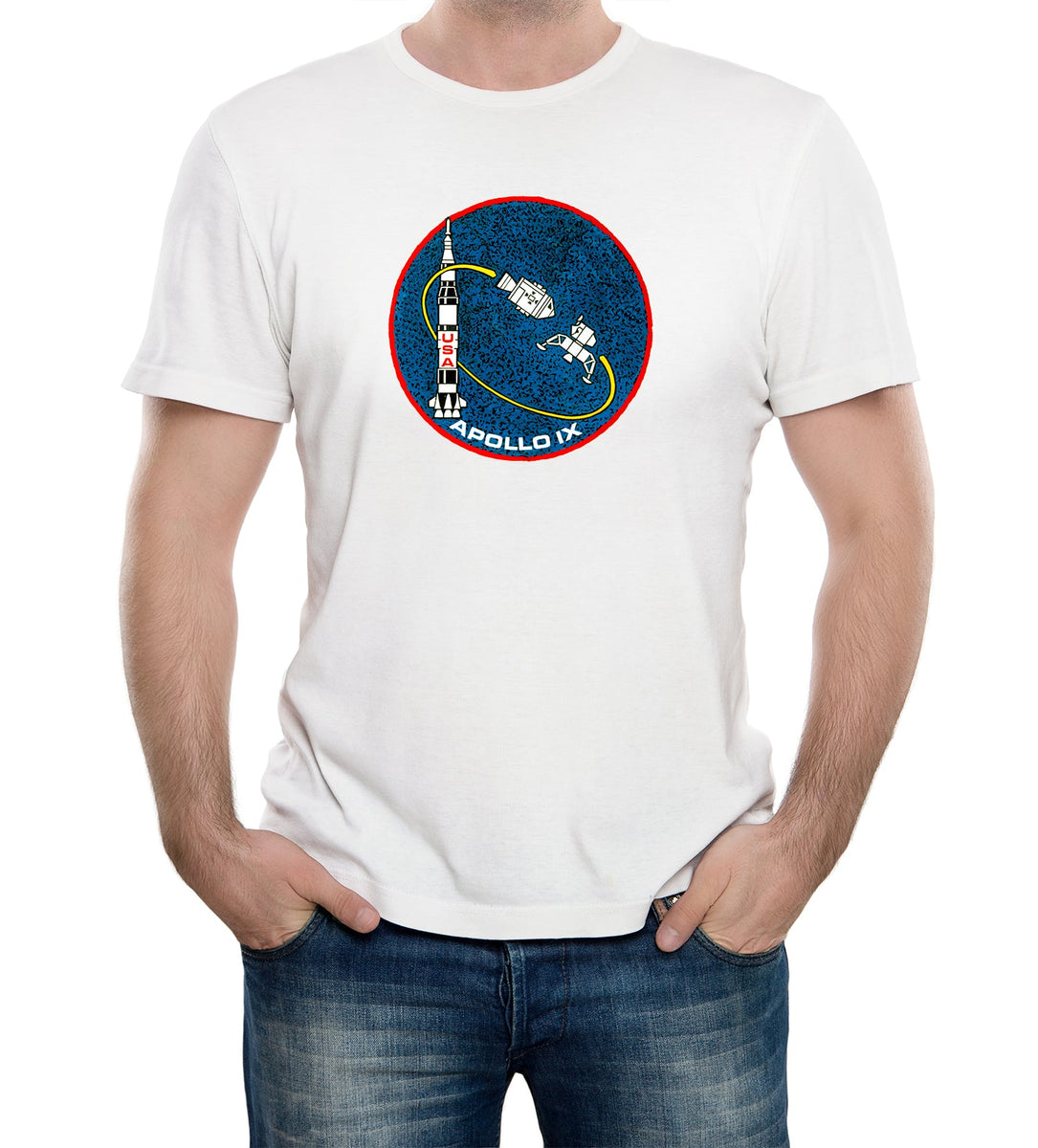 Reality Glitch NASA Apollo 9 Mission Crew Badge Logo Mens T-Shirt ...