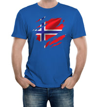 Reality Glitch Torn Norway Flag Mens T-Shirt