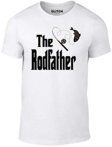 Men's White T-shirt With a the rodfather in the style of the Godfather Printed Design