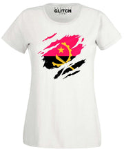 Reality Glitch Torn Angola Flag Womens T-Shirt