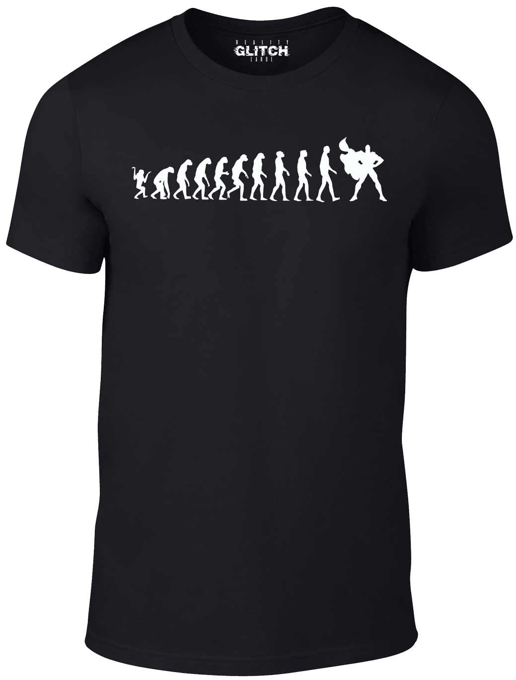 Men's Black T-Shirt With a  Evolution of Superhero  Printed Design