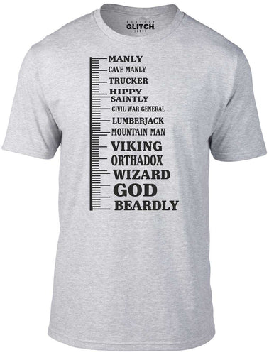 Men's Light Grey T-Shirt With a Beard measuring Scale Printed Design