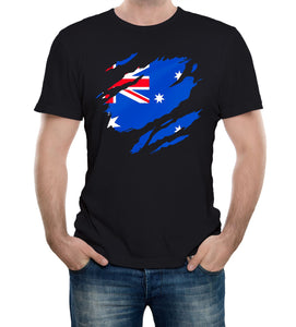 Reality Glitch Torn Australian Flag Mens T-Shirt