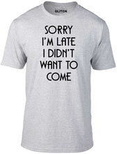 Men's Grey T-shirt With a sorry im late funny slogan Printed Design