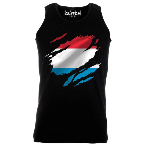 Reality Glitch Torn Luxembourg Flag Mens Vest