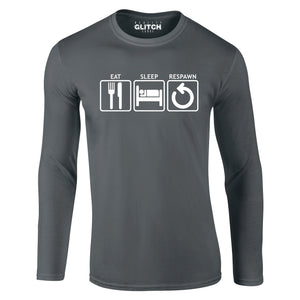 Reality Glitch Eat Sleep Respawn Mens T-Shirt - Long Sleeve