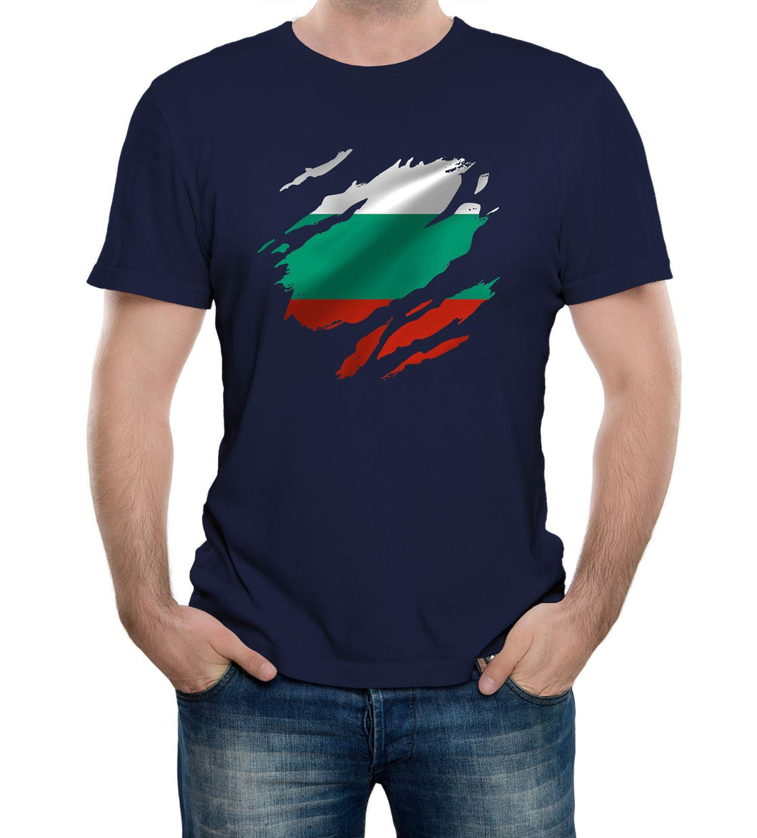 Reality Glitch Torn Bulgaria Flag Mens T-Shirt