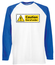 Reality Glitch Caution Out of Order Mens Baseball Shirt - Long Sleeve