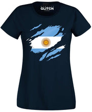 Reality Glitch Torn Argentina Flag Womens T-Shirt