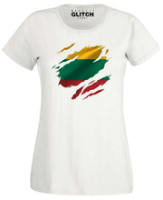 Reality Glitch Torn Lithuania Flag Womens T-Shirt