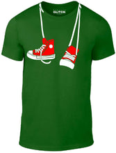 Men's Bottle Green T-Shirt With a  Hanging Red and White Trainers  Printed Design