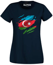 Reality Glitch Torn Azerbaijan Flag Womens T-Shirt