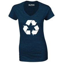 Reality Glitch Recycling Symbol Womens T-Shirt - V-Neck