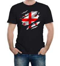 Reality Glitch Torn Georgia Flag Mens T-Shirt