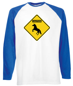 Reality Glitch Caution Unicorns Mens Baseball Shirt - Long Sleeve