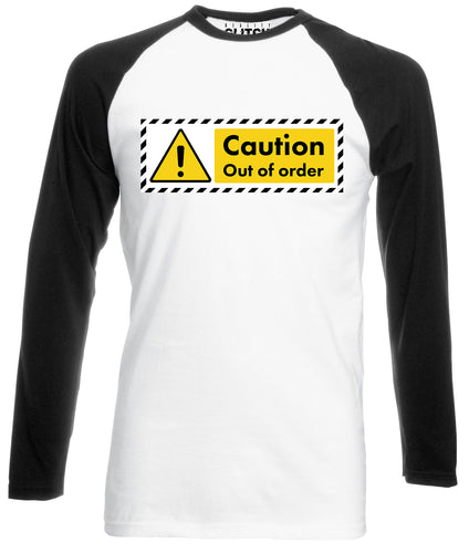 Reality Glitch Caution Out of Order Mens Baseball Shirt - Long Sleeve