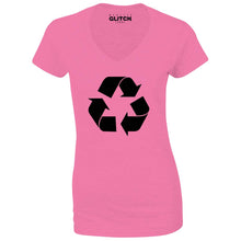Reality Glitch Recycling Symbol Womens T-Shirt - V-Neck