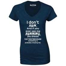 Reality Glitch I Don't Run Womens T-Shirt - V-Neck