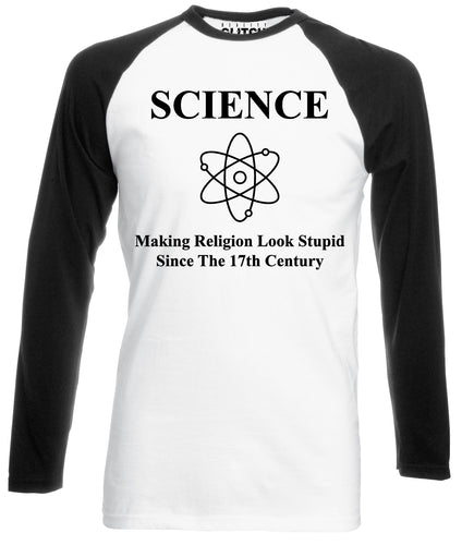 Reality Glitch Science Making Religion Look Stupid Mens Baseball Shirt - Long Sleeve