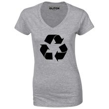 Reality Glitch Recycling Symbol Womens T-Shirt - V-Neck