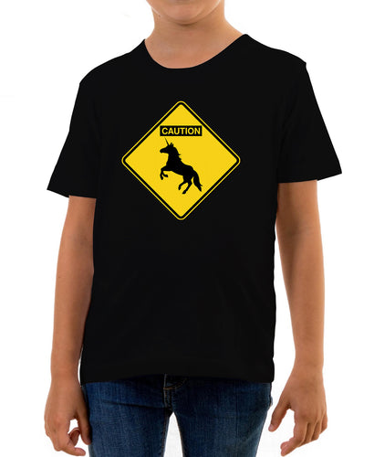 Reality Glitch Caution Unicorns Kids T-Shirt