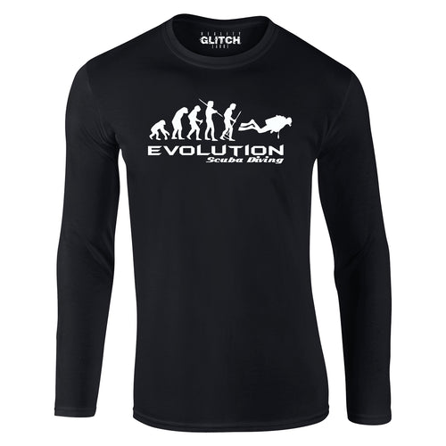 Reality Glitch Evolution of Scuba Diving Mens T-Shirt - Long Sleeve