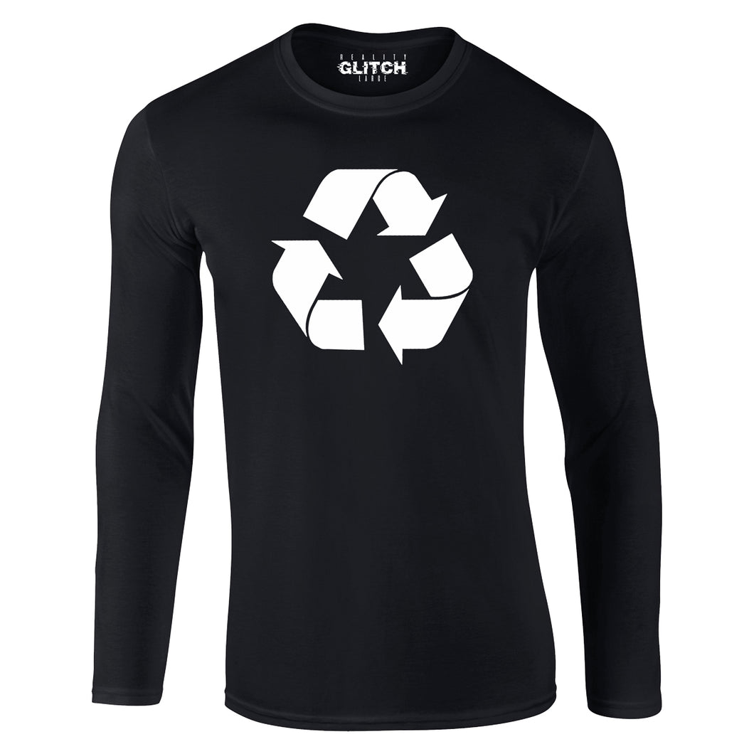 Reality Glitch Recycling Symbol Mens T-Shirt - Long Sleeve