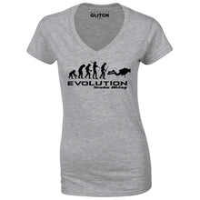 Reality Glitch Evolution of Scuba Diving Womens T-Shirt - V-Neck