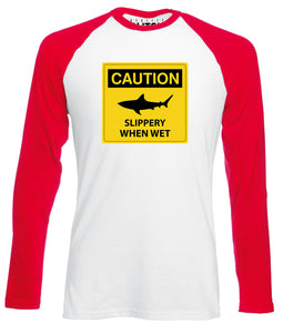 Reality Glitch Beware Slippery When Wet Mens Baseball Shirt - Long Sleeve