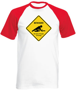 Reality Glitch Beware Drunk People Crossing Mens Baseball Shirt