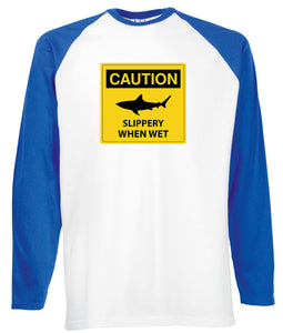 Reality Glitch Beware Slippery When Wet Mens Baseball Shirt - Long Sleeve