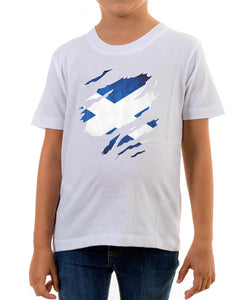Reality Glitch Torn Scotland Flag Kids T-Shirt
