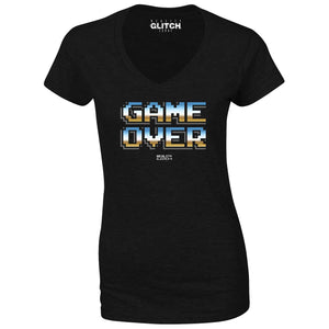 Reality Glitch Game Over Retro 80's Womens T-Shirt - V-Neck