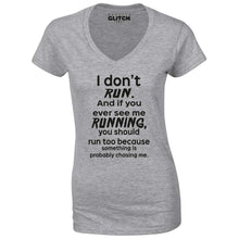 Reality Glitch I Don't Run Womens T-Shirt - V-Neck