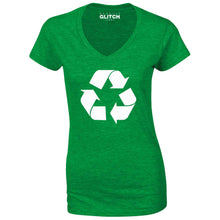 Reality Glitch Recycling Symbol Womens T-Shirt - V-Neck