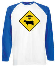 Reality Glitch UFO Cow Abduction Mens Baseball Shirt - Long Sleeve