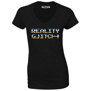 Reality Glitch Reality Glitch Retro Pixel Womens T-Shirt - V-Neck
