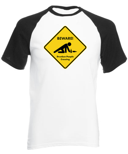 Reality Glitch Beware Drunk People Crossing Mens Baseball Shirt