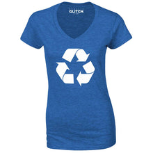 Reality Glitch Recycling Symbol Womens T-Shirt - V-Neck