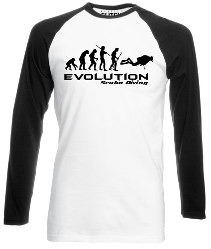 Reality Glitch Evolution of Scuba Diving Mens Baseball Shirt - Long Sleeve