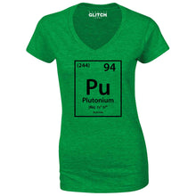 Reality Glitch Plutonium Element Periodic Table Womens T-Shirt - V-Neck