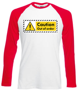 Reality Glitch Caution Out of Order Mens Baseball Shirt - Long Sleeve