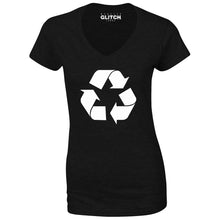 Reality Glitch Recycling Symbol Womens T-Shirt - V-Neck