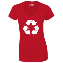 Reality Glitch Recycling Symbol Womens T-Shirt - V-Neck