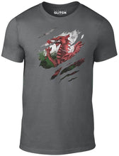Men's Red T-Shirt With a Torn Wales flag Printed Design