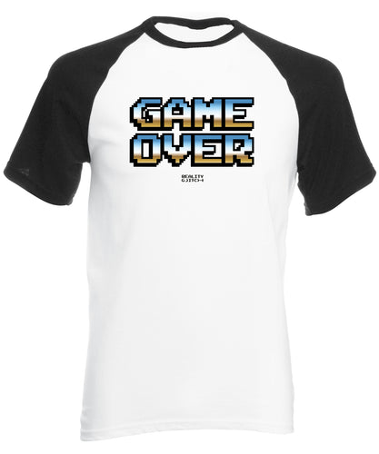 Reality Glitch Game Over Retro 80's Mens Baseball Shirt
